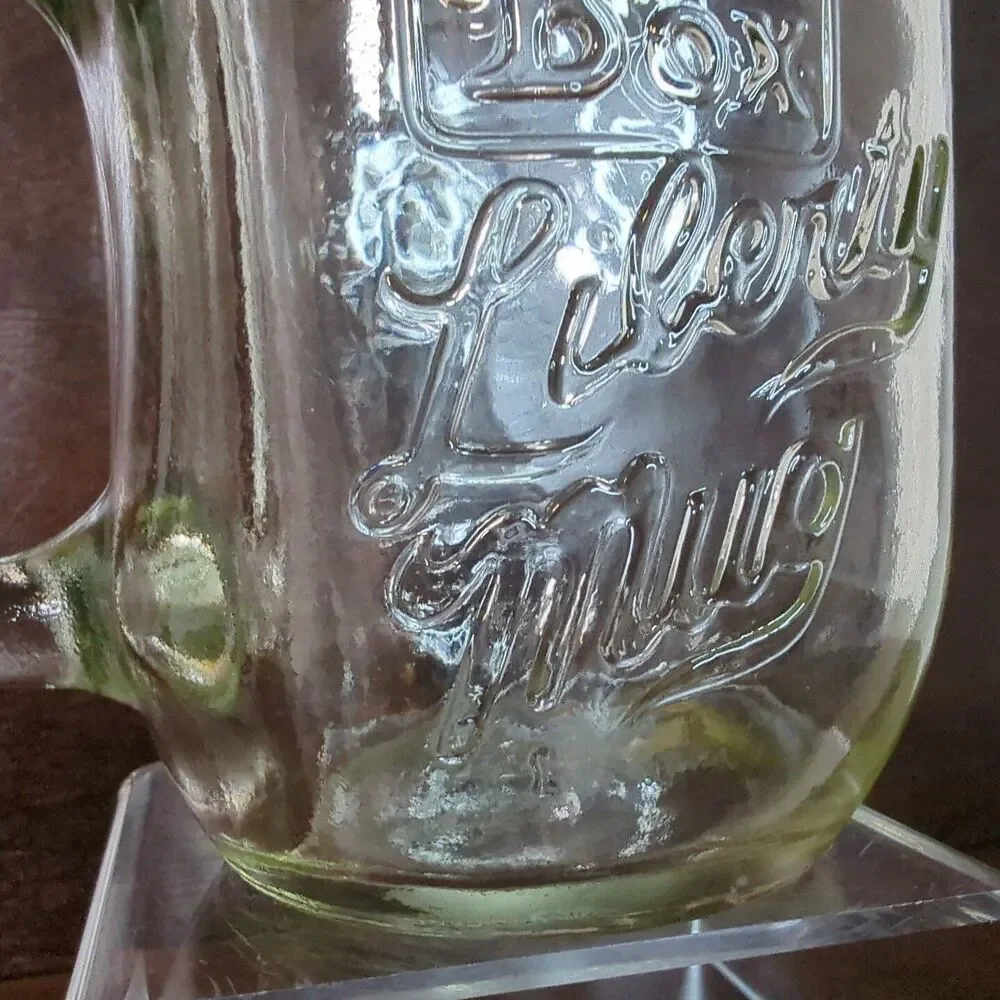 Jack in the Box Liberty Mug 1776/1976 VTG Bell Drinking Glass Mason Jar Clear